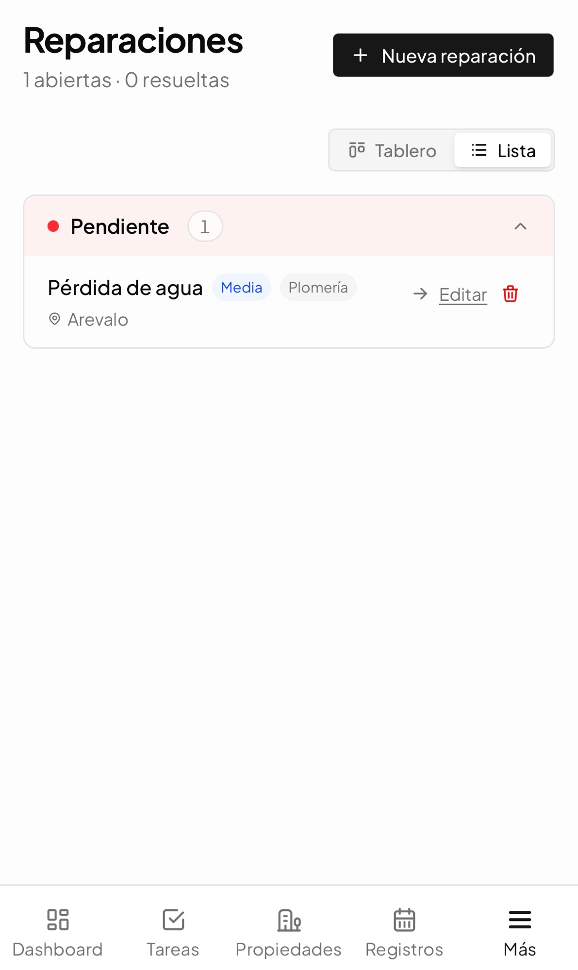 Seguimiento de reparaciones